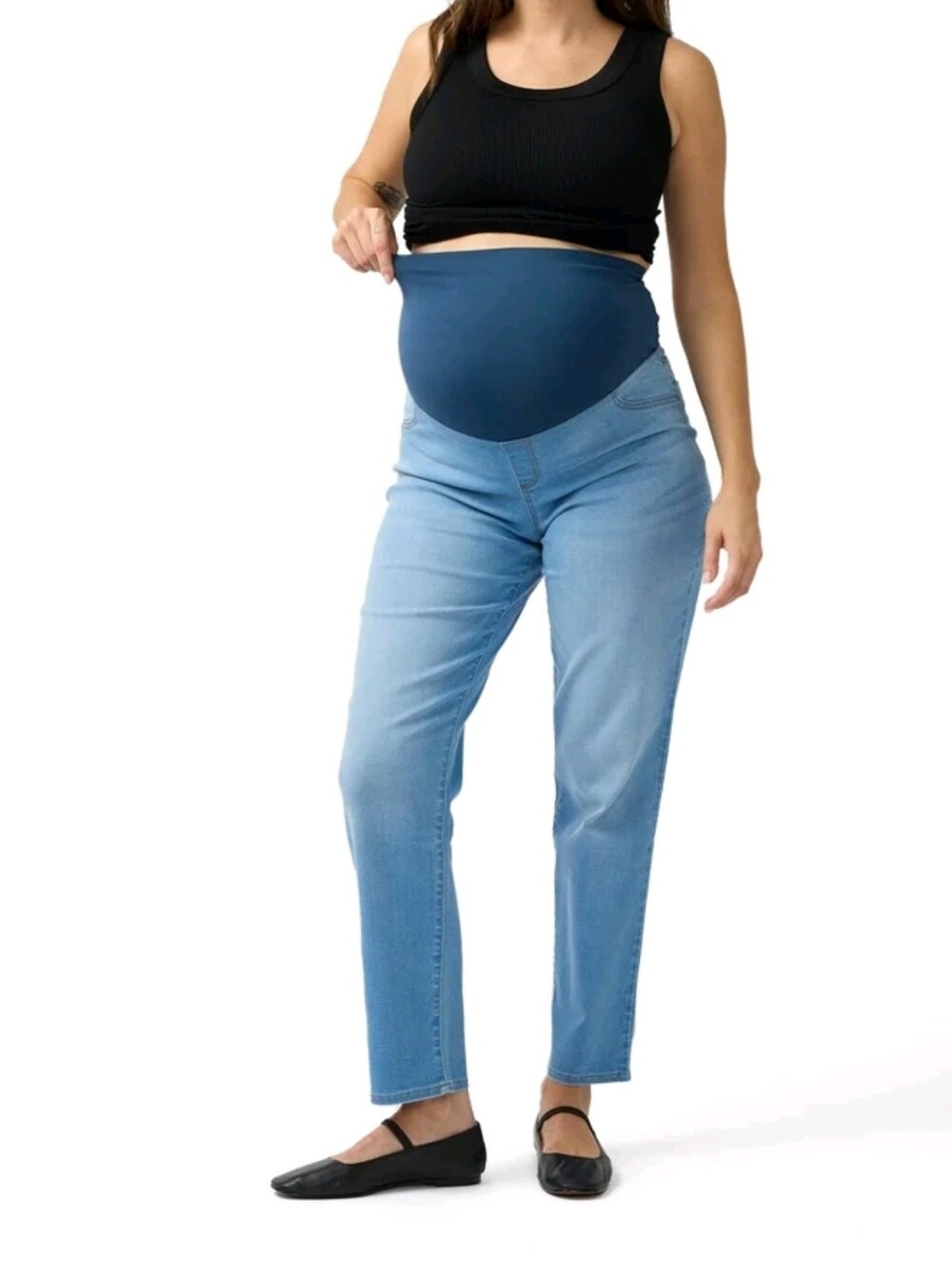 NWT! Ingrid & Isabel Light Wash Straight Leg Maternity Pants XXL